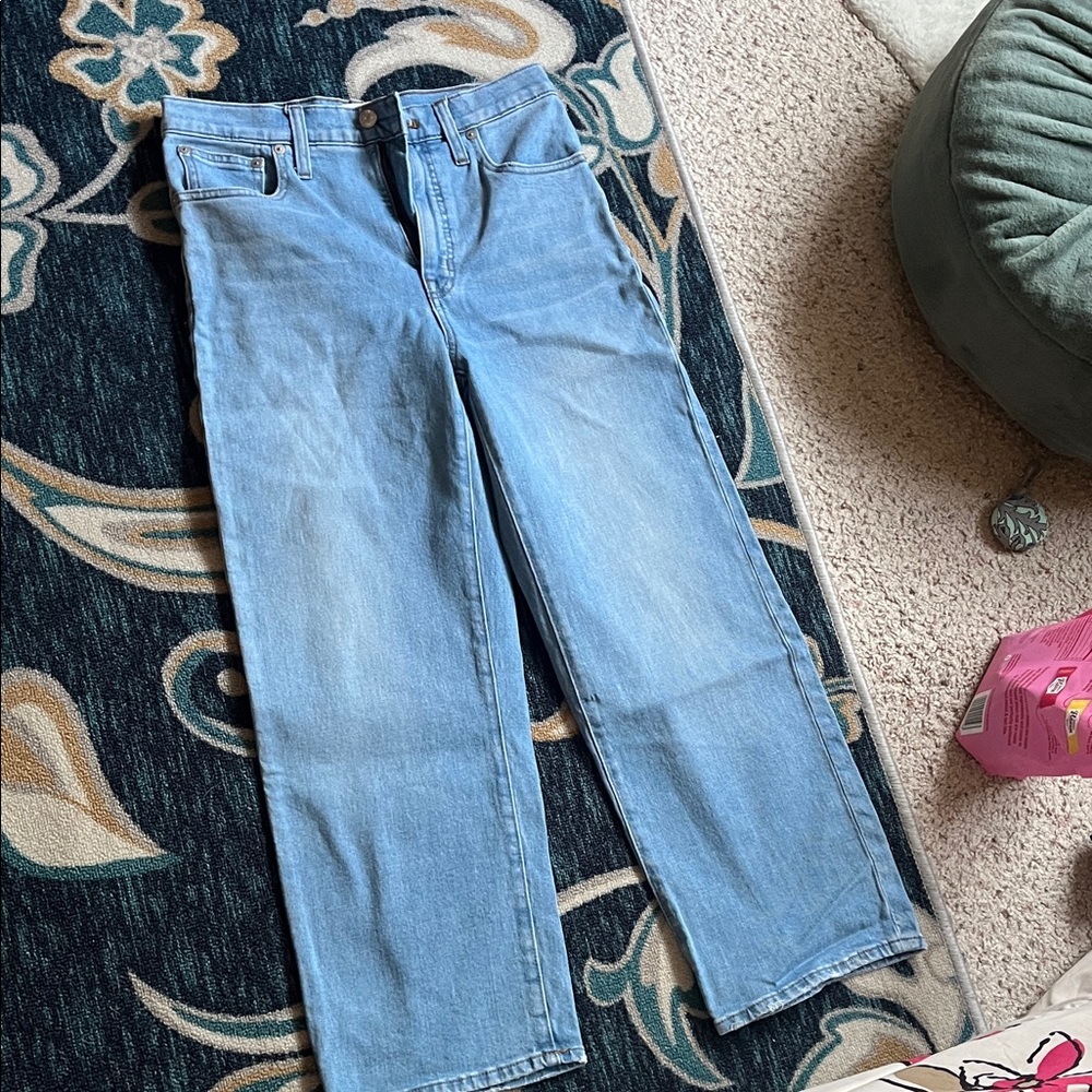 Madewell light wash slim wide leg crop jeans